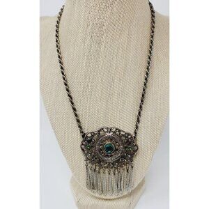 Vintage Silver tone BOHO style Tassel Necklace